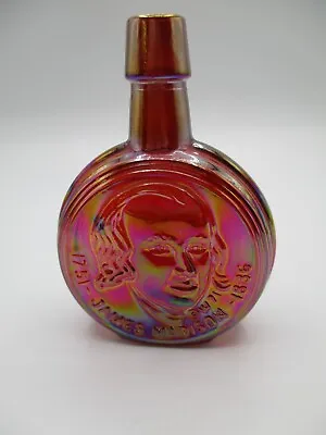 Wheaton Mini Presidential Bottle Red Carnival Glass James Madison 1971 • $5