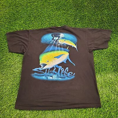 Salt-Life Mahi-Mahi Fish Sea Art Pocket Shirt XL-Short 23x27 Faded-Black • $11.99