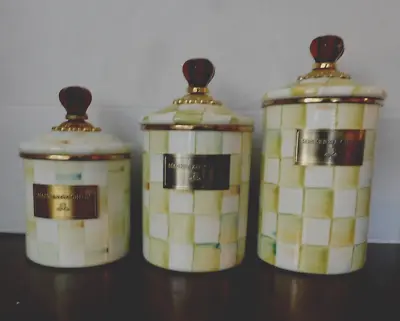 Mackenzie-child's Parchment Check  3 Piece Canister Setnew • $275