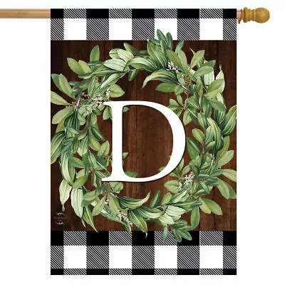 Wreath Monogram D Double-Sided House Flag Everyday 28  X 40  Briarwood Lane • $18.99