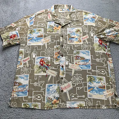 Jimmy Buffet Margaritaville Mens Hawaiian Camp Shirt XXL Button USA 5 O Clock • $20