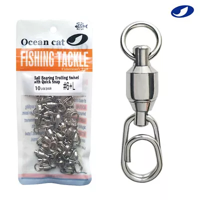 Ball Bearing Fishing Swivel With Fast Snap Clip Stainless Steel Connector Tackle • $8.39