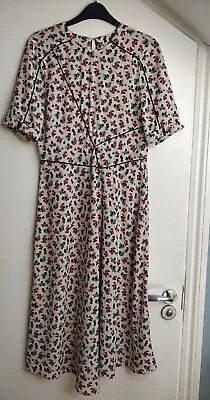 Topshop Floral Chiffon Midi Dress Front Vent Key Hole Feature Size 10 • £10