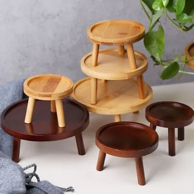 £7.91 • Buy Solid Wood Round Bench Flower Pot Holders Plant Stand Succulent Flower Pot Base