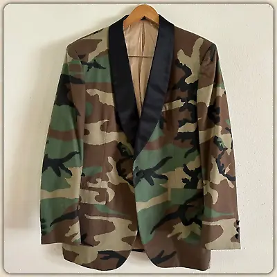 Vtg Vietnam War Combat Pilot Camo Tailor Made Tuxedo Party Jacket Blazer Smoking • $445