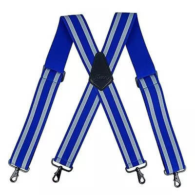  2 Inch Reflective Safety Suspenders With Hi Viz Strip X Back Work Blue-trigger • $28.33