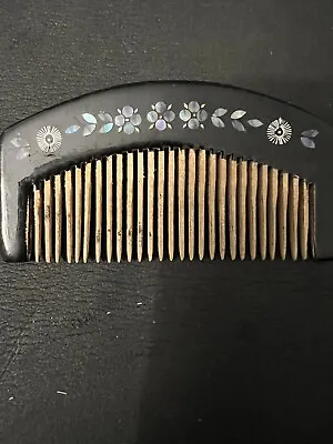 Japan Kushi Kanzashi Lacquer Hair Comb Maki-e MOP Inlay Antique Victorian Meiji • $24.99