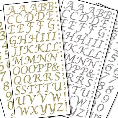 GOLD / SILVER LETTER & NUMBER STICKERS Self Adhesive Stick On Craft Card Making • £3.48