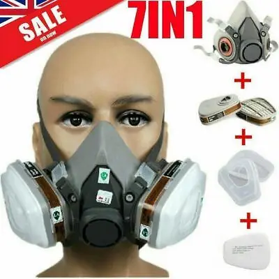 PRO 6200 Half Face Gas Mask Cover Painting Spraying Respirator Work Facepiece • £7.49