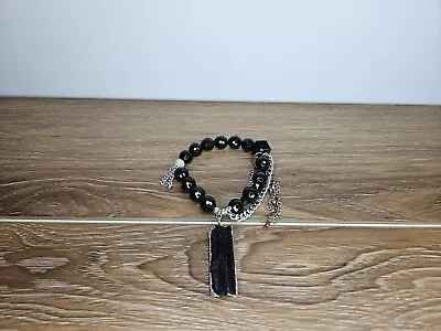 LOVEthirteen Shungite Crystal Bracelet With Black Tourmaline Waterfall Pendant • $120