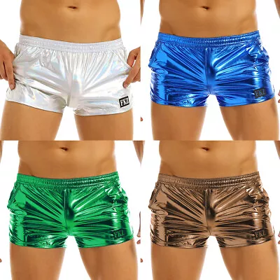 US Mens Shiny Metallic Boxer Shorts Raves Dance Party Clubwear Costume Underwear • $9.68