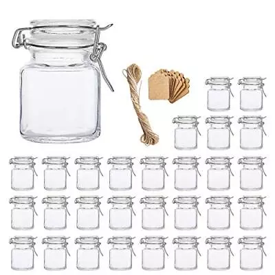 Spice Jars 30 Pack 3.5oz Square Glass Jars With Leak Proof Rubber Gasket & Hinge • $33.70