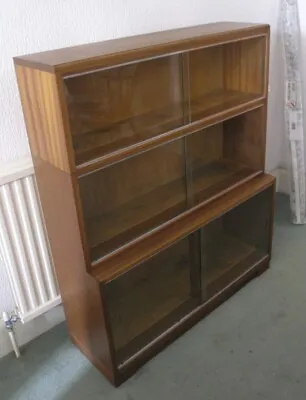 Rare Solid Walnut Oxford Minty Modular Barristers Sliding Door Glazed Bookcase  • £295