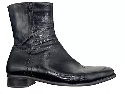 Vintage 70’s Black Patent Leather Mid Calf Chelsea Boots Size 11 La Canadienne • $60.44
