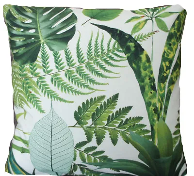 Botanical Cushion Cover Fern Aloe Vera Ficus Green Print Fabric 16  18  20  24  • £18.99