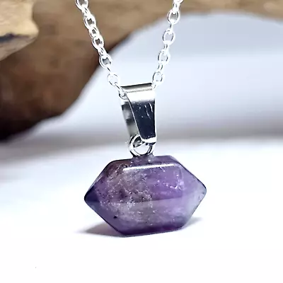 Amethyst Pendant Necklace Crystal Devotion Gemstone 925 Silver Plated Jewellery • £4.95