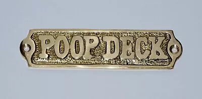 Brass Plaque Sign Tag  Poop Deck  Nautical Home Office Décor Maritime Ship Sea • $11.48