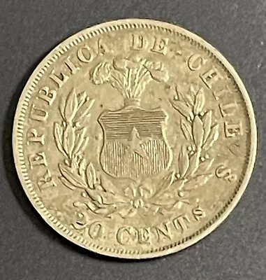 Chile 1872 20 Centavos Silver Coin • $11.50