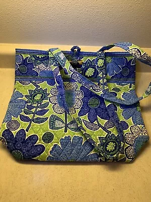 Vera Bradley Doodle Daisy Tote - Large Blue Green Floral RETIRED Print • $20