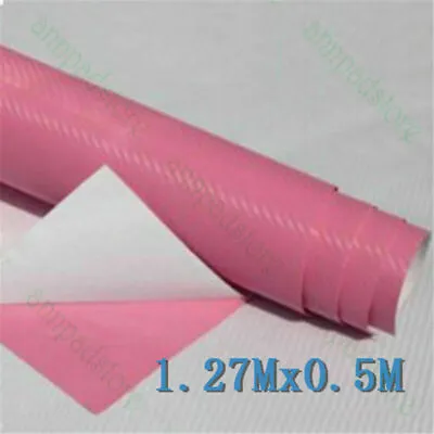 New 3D Premium Matte Pink Carbon Fiber Vinyl Wrap Roll Bubble 1.27*0.5M • $10.69