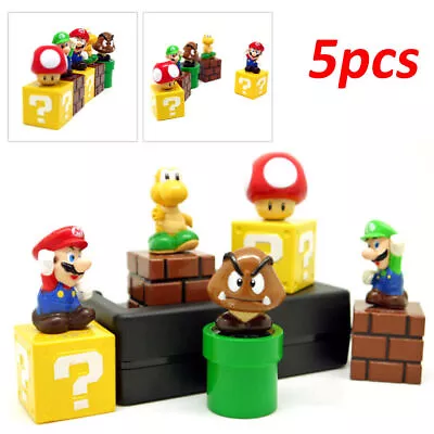 5Pcs Super Mario Bros Mini Figures Toys Set Cake Toppers Desktop Decoration Gift • £10.99