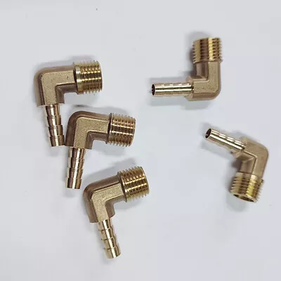 5 Pieces 1/4 HOSE BARB ELBOW X 1/4 MALE NPT Brass Pipe Fitting Gas Fuel Water • $10.49