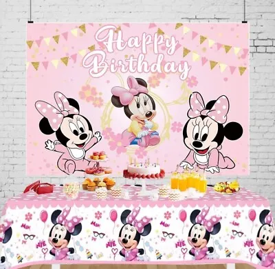 Minnie Mouse Birthday 3x5 Backdrop & Tablecloth - New 🎂 • $10.99