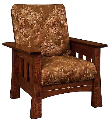 Amish Mission Arts & Crafts Mesa Accent Chair Upholstered Solid Wood Back • $2299