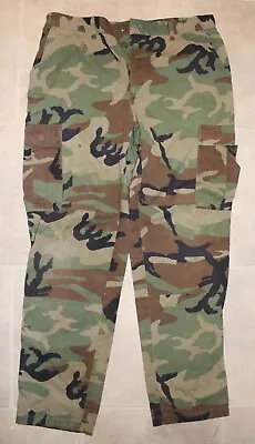 Vintage Combat Jungle Pants Trousers Camouflage Rip Stop Woodland LARGE LONG • $50