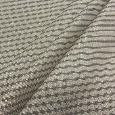 Deck Stripe Grey Cotton/Linen Fabric | Double Width 280cm Wide | Curtains • £1.79