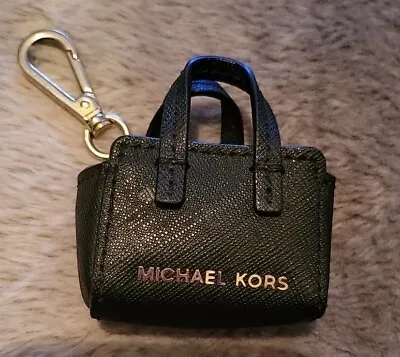 Michael Kors Selma Black Saffiano Leather Purse Key Fob Charm Gold • $45