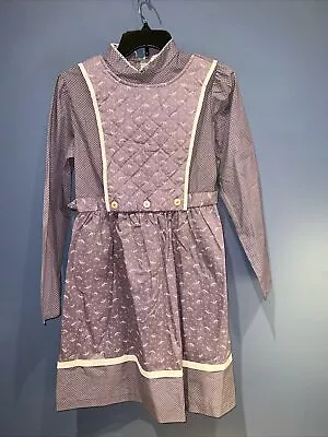 S/M Vintage Dress Cottage Core Quilted Apron Purple Pink Floral K.L.L Praire • $75