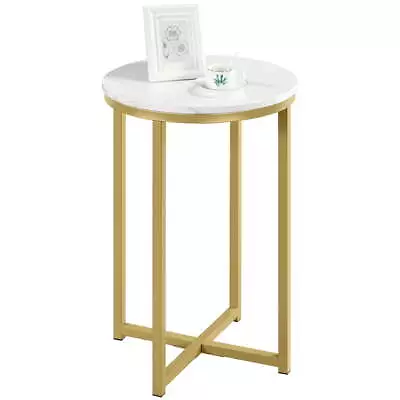 X-Based Faux Marble Side Table White/Gold • $33.23