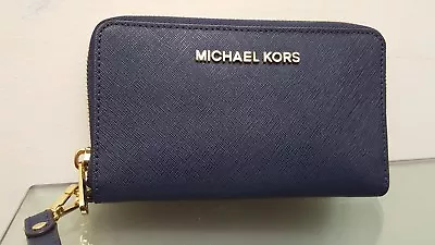 New Michael Kors Lg Phone Case Wristlet/wallet Navy $108 • $69.99