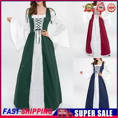 Corset Maxi Dress Vintage Women Loose Medieval Renaissance Style Vacation Outfit • £23.24