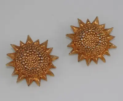 Vintage Kate Hines Sunflower Earrings Clip On • $49.99