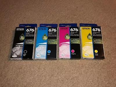 Genuine OEM Epson 676XL Pro Black Cyan Magenta Yellow Ink Cartridges Lot *NEW!* • $99.99