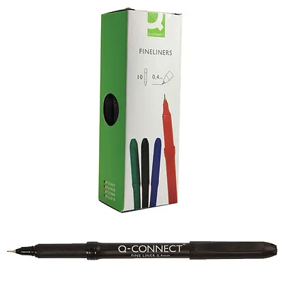 Q CONNECT FINELINER // BLACK INK // 0.4mm TIP // PACK OF 10 // KF25007 • £9.87