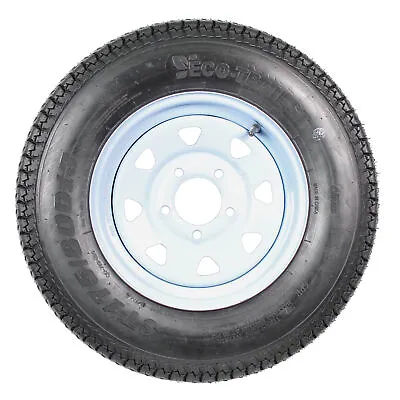 Trailer Tire On Rim ST175/80D13 175/80 D 13 Load C 5 Lug White Spoke Wheel • $89.97