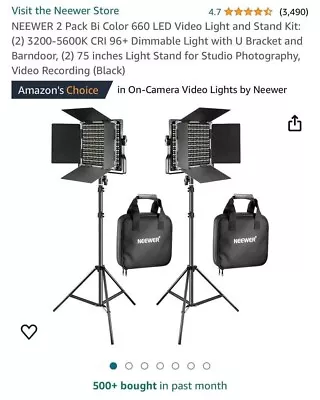 Neewer 900898291 2 Pieces Bi-color 660 LED Video Light And Stand Kit • $105