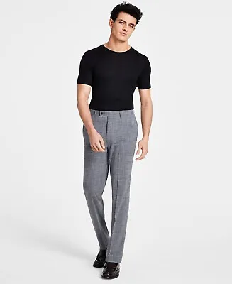 Calvin Klein Mens Slim Fit Gray Plaid Dress Pants 40 X 32 • $11.81