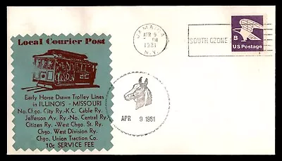 MayfairStamps US 1981 New York Local Courier Post Horse Drawn Trolley Lines Cove • $1