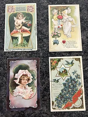 Early 1900s Vintage Antique Postcards Valentine’s Day 4 Card Lot • $18