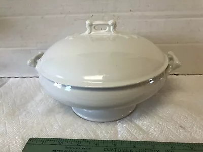 Antique English White Ironstone Covered Pedestal Vegetable Bowl T&R Boote FINE • $95