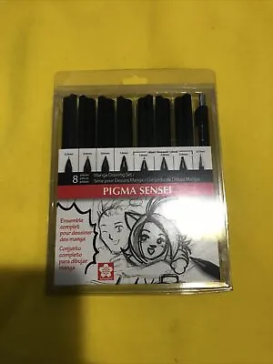  Sakura Pigma Sensei Manga Drawing Set Black Ink Set Of 8 Pieces • $14.99