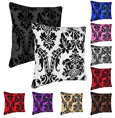 Luxury Cushion Covers Flock Damask Or Filled 18 X18 Square Home Sofa Bed Decor • £3.99