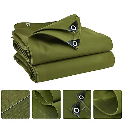 16 Oz Heavy Duty Canvas Tarps Waterproof Camping Cotton Tarpaulin Cover Tent  • $43