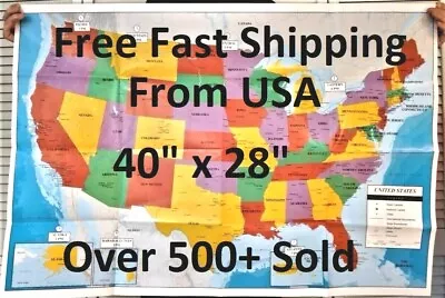 $5.75 • Buy US MAP USA MAP United States Wall Map Large 40 X 28 Poster Size SHIPS FREE FAST