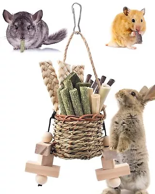 Rabbit Chew Toys Natural Seagrass Hanging Basket Chews Water Plant Woven Bun... • $18.94