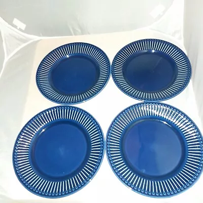 Ikea STRIMMIG Side / Salad Plates 21cm Earthenware Blue 15541 Portugal X 4 • £18.92